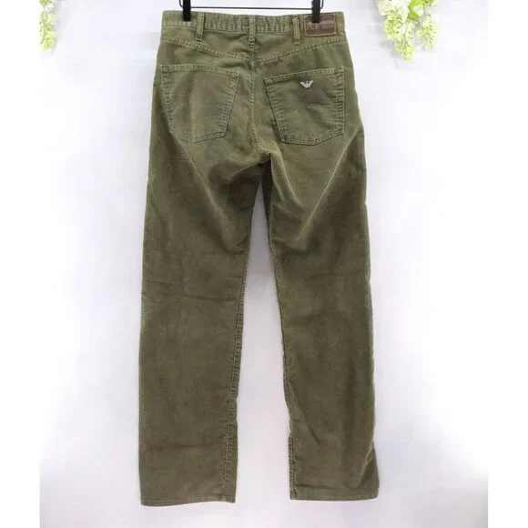 Armani Jeans Men's Simin T Vintage Corduroy Straight Leg Jeans Green Sz 33X33 - Picture 2 of 15